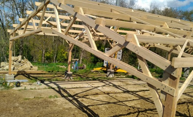 levage bâtiment agricole en bois , L'Isle-en-Dodon, Delon Charpente